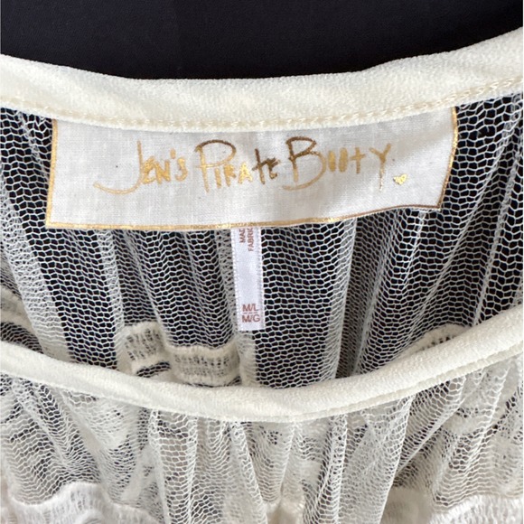 Free People x Jens Pirate Booty Cream Lace Cold Shoulder Bell Sleeve Tunic Boho - Picture 4 of 9